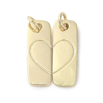 Rack Plating Brass Pendants, Long-Lasting Plated, Lead Free & Cadmium Free, Rectangle, Real 18K Gold Plated, 23.5x8x1mm, Hole: 4mm