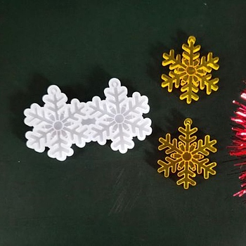 Christmas Snowflake Pendant Silicone Molds, Resin Casting Molds, UV Resin & Epoxy Resin Jewelry Making, White, 53.5x87x4mm, Inner Diameter: 50x41.5mm