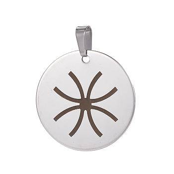 Stainless Steel Pendants, Flat Round, Stainless Steel Color, 30x1mm, Hole: 4x8mm