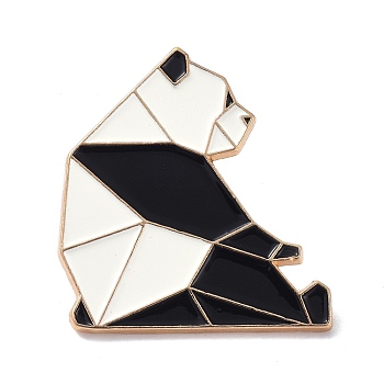 Origami Panda Enamel Pin, Alloy Enamel Brooch for Backpack Clothing, Golden, Black, 31x29.5x9.5mm