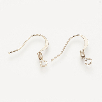 Brass French Earring Hooks, with Horizontal Loop, Flat Earring Hooks, Coffee Golden, 16x18x2mm, Hole: 1.5mm, Pin: 0.8mm