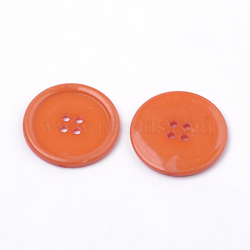 4-Hole Acrylic Buttons, Flat Round, Coral, 38x4mm, Hole: 3mm(BUTT-Q037-01D)