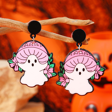 Pink Ghost Acrylic Stud Earrings