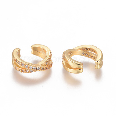 Golden Plated Brass Micro Pave Cubic Zirconia Cuff Earrings(EJEW-L244-18G)-2