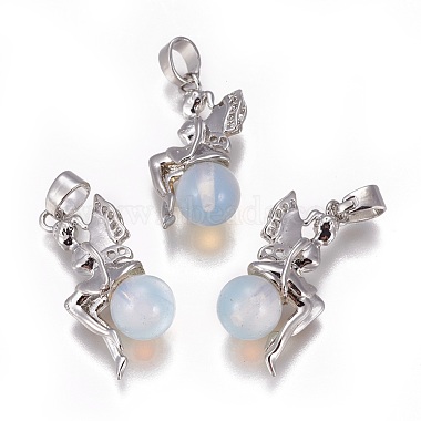 Platinum Angel & Fairy Opalite Pendants