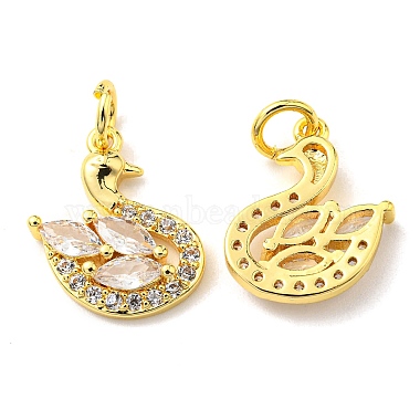 Real 18K Gold Plated Clear Swan Brass+Cubic Zirconia Pendants