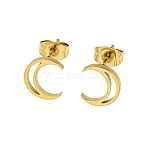 304 Stainless Steel Stud Earrings, Golden, Moon, 10x8.5mm(EJEW-G384-03A)