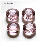 Imitation Austrian Crystal Beads, Grade AAA, K9 Glass, Faceted, Flat Round, Pink, 6x3.5mm, Hole: 0.7~0.9mm(SWAR-F065-6mm-03)