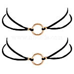 Alloy Ring Link Black Faux Suede Choker Necklaces, Golden, 15.75 inch(40cm)(NJEW-WH20002-11E)