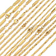 Ion Plating(IP) Golden 201 Stainless Steel Bar Link Necklaces, Mixed Shapes, 19.65~23.46 inch(49.9~59.6cm)(NJEW-K270-10)