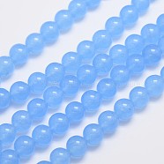 Natural & Dyed Malaysia Jade Bead Strands, Round, Light Sky Blue, 10mm, Hole: 1.0mm, about 38pcs/strand, 15 inch(G-A146-10mm-A20)