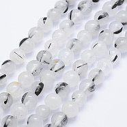 Natural Tourmalinated Quartz Beads Strands, Round, 6mm, Hole: 1mm, about 67pcs/strand, 15.7 inch(40cm)(G-P336-02A-6mm)