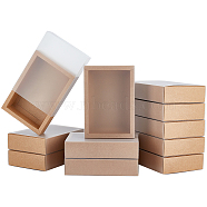 Kraft Paper Storage Gift Drawer Boxes, Translucent Plastic Cover Gift Packaging Case, Peru, 18.2x13x4.6cm(CON-WH0089-37D-01)
