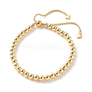 Brass Beaded Bracelets, Round, Golden, Beads: 0.18 inch(4.5mm), Inner Diameter: 2~3-1/8 inch(5.2~7.9cm)(BJEW-JB06335-01)