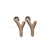 Tibetan Style Alloy Pendants, Cadmium Free & Nickel Free & Lead Free, Letter Y, Y: 15.5x8x2mm, Hole: 2mm, about 2040pcs/1000g(TIBE-S108-108Y-AB-NR)