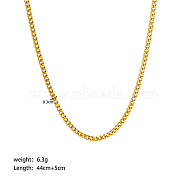 Titanium Steel Curb Chain Necklaces, Golden, 17.32 inch(44cm)(PW-WG8A4BA-04)