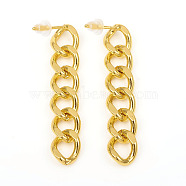 Brass Curb Chain, Twisted Chain Dangle Stud Earrings, with Ear Nuts, Long-Lasting Plated, Real 18K Gold Plated, 39mm, Pin: 0.7mm(X-EJEW-G282-01G)