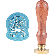 Wax Seal Envelope Gift Seal, with Yellow Sandalwood, Snowman Pattern, 89~90mm(AJEW-WH0192-044)
