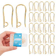 30Pcs Rack Plating Brass Earring Hooks, with Horizontal Loops, Lead Free & Cadmium Free, Real 24K Gold Plated, 20.5x2.5mm, Hole: 2mm, 18 Gauge, Pin: 1mm(KK-DC0002-39)