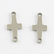 Sideways Cross Stainless Steel Links connectors, Stainless Steel Color, 18x9x1mm, Hole: 1.5mm(STAS-Q169-04)