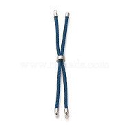 Nylon Twisted Cord Bracelet, with Brass Cord End, for Slider Bracelet Making, Marine Blue, 9 inch(22.8cm), Hole: 2.8mm, Single Chain Length: about 11.4cm(MAK-M025-124A)