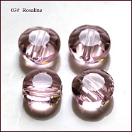 Imitation Austrian Crystal Beads, Grade AAA, Faceted, Flat Round, Pink, 6x3.5mm, Hole: 0.7~0.9mm(SWAR-F065-6mm-03)