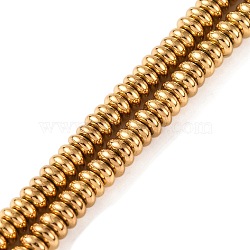 Electroplated Synthetic Non-magnetic Hematite Beads Strands, Disc, Real 24K Gold Plated, 4.4x2mm, Hole: 0.9mm, about 206pcs/strand, 16.14''(41cm)(G-H027-D01-01)