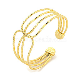 Rack Plating Brass Multi-Strand Open Cuff Bangles for Women, Cadmium Free & Lead Free, Long-Lasting Plated, Real 18K Gold Plated, Inner Diameter: 2-1/8 inch(5.5cm)(BJEW-P322-03G)