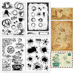 4 Sheets 4 Styles PVC Plastic Stamps, for DIY Scrapbooking, Photo Album Decorative, Cards Making, Stamp Sheets, Coffee Stain, 160x110x3mm, about 1 sheet/style(DIY-GL0004-86G)
