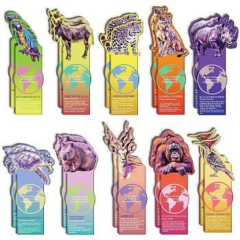 20 Sheets Cartoon Paper Bookmark, Endangered Animals Bookmarks for Booklover, Rectangle, Mixed Color, 130~170x54~73x0.4mm