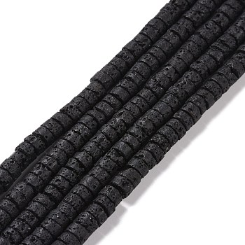 Natural Lava Rock Beads Strands, Flat Round/Disc, 6x3mm, Hole: 0.8mm, about 105pcs/strand, 14.96~15.16''(38~38.5cm)