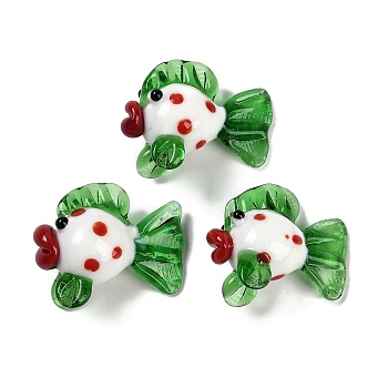 Home Decorations, Handmade Lampwork Display Decorations, Fish, Green, 12~13x26~28x20~22mm