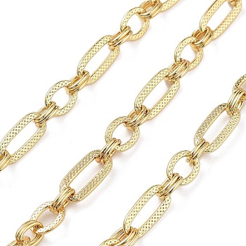 Rack Plating Brass Oval Link Chains, Unwelded, with Spool, Long-Lasting Plated, Cadmium Free & Lead Free, Real 18K Gold Plated, 10~16x7~7.5x1mm