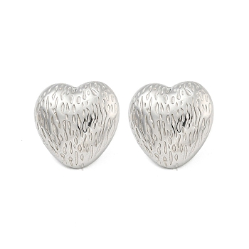 Non-Tarnish Heart 304 Stainless Steel Ear Studs, Stud Earrings for Women, Stainless Steel Color, 19x20mm