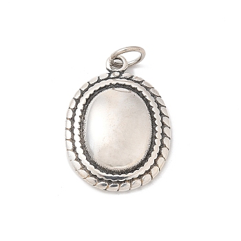 925 Sterling Silver Pendants, with Jump Rings and 925 Stamp, Antique Silver, Oval, 21.5x15.5x4mm, Hole: 3.5mm