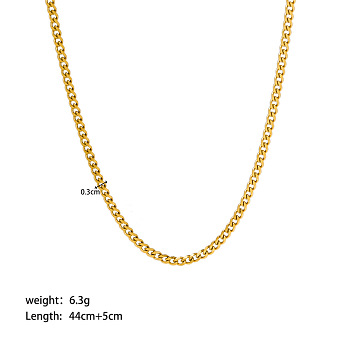 Titanium Steel Curb Chain Necklaces, Golden, 17.32 inch(44cm)