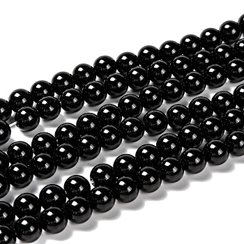 Natural Eyeless Obsidian Beads Strands, Round, 8mm, Hole: 1mm, about 46~49pcs/strand, 14.8~15.3 inch