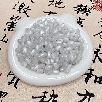 Resin Beads, Imitation Cat Eye Beads, Oval, Light Grey, 11x8mm, Hole: 1.6mm