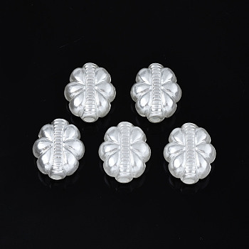 ABS Plastic Imitation Pearl Beads, Oval, Creamy White, 14x12x6mm, Hole: 1.8mm, about 887pcs/500g