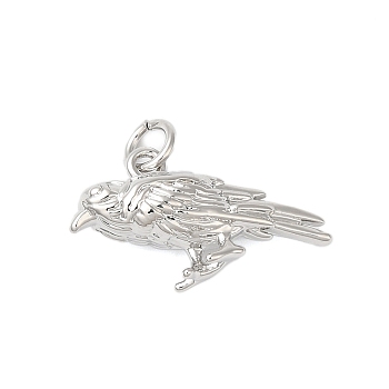 Rack Plating Brass Pendants, Cadmium Free & Lead Free, Long-Lasting Plated, Bird, Platinum, 12x20.5x6mm, Hole: 5mm