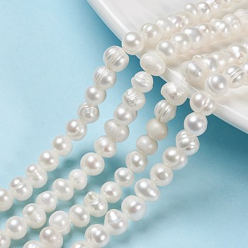 Natural Cultured Freshwater Pearl Beads Strands, Potato, Old Lace, 6.5~7mm, Hole: 0.8mm, about 57~58pcs/strand, about 13.39~13.58''(34~34.5cm)