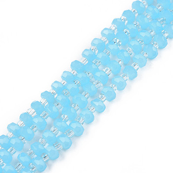 Imitation Jade Glass Beads Strands, Abacus, Light Sky Blue, 4x3mm, Hole: 0.8mm, about 146~150pcs/strand, 24.41 inch~25.2 inch(62~64cm)