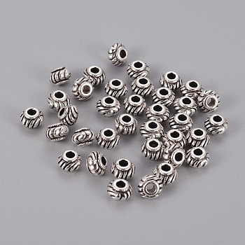 Tibetan Style Spacer Beads, Lead Free & Cadmium Free & Nickel Free, Rondelle, Antique Silver, about 6mm in diameter, 4.5mm thick, hole: 2mm