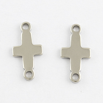 Sideways Cross Stainless Steel Links connectors, Stainless Steel Color, 18x9x1mm, Hole: 1.5mm
