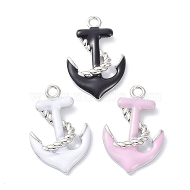Real Platinum Plated Mixed Color Anchor & Helm Stainless Steel+Enamel Pendants