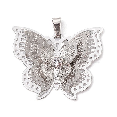 Platinum Butterfly Brass+Rhinestone Pendants