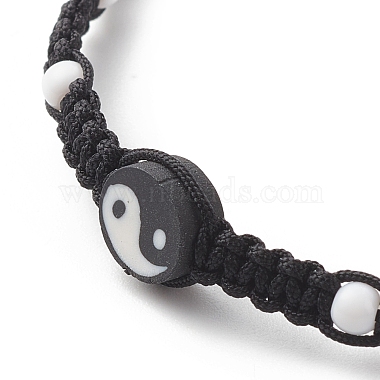 Polymer Clay Yin Yang & Acrylic Braided Bead Bracelet(BJEW-JB08608)-4