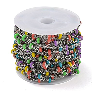 304 Stainless Steel Enamel Link Chains(AJEW-Z028-09P-09)-3
