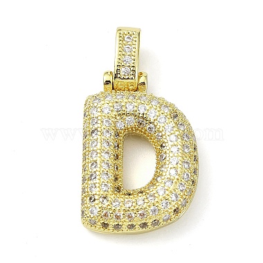 Real 18K Gold Plated Clear Letter D Brass+Cubic Zirconia Pendants