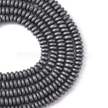 Matte Style Electroplate Non-magnetic Synthetic Hematite Flat Round Beads Strands(X-G-M007-77)-2